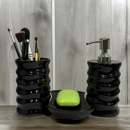 Modern Black Ceramic Bath Set of 3