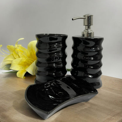 Modern Black Ceramic Bath Set of 3