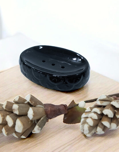 Alluring Black Ceramic Soap Dish Tray