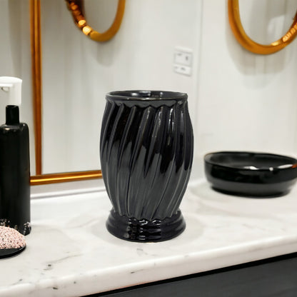 Ceramic Black Toothbrush Holder Stand