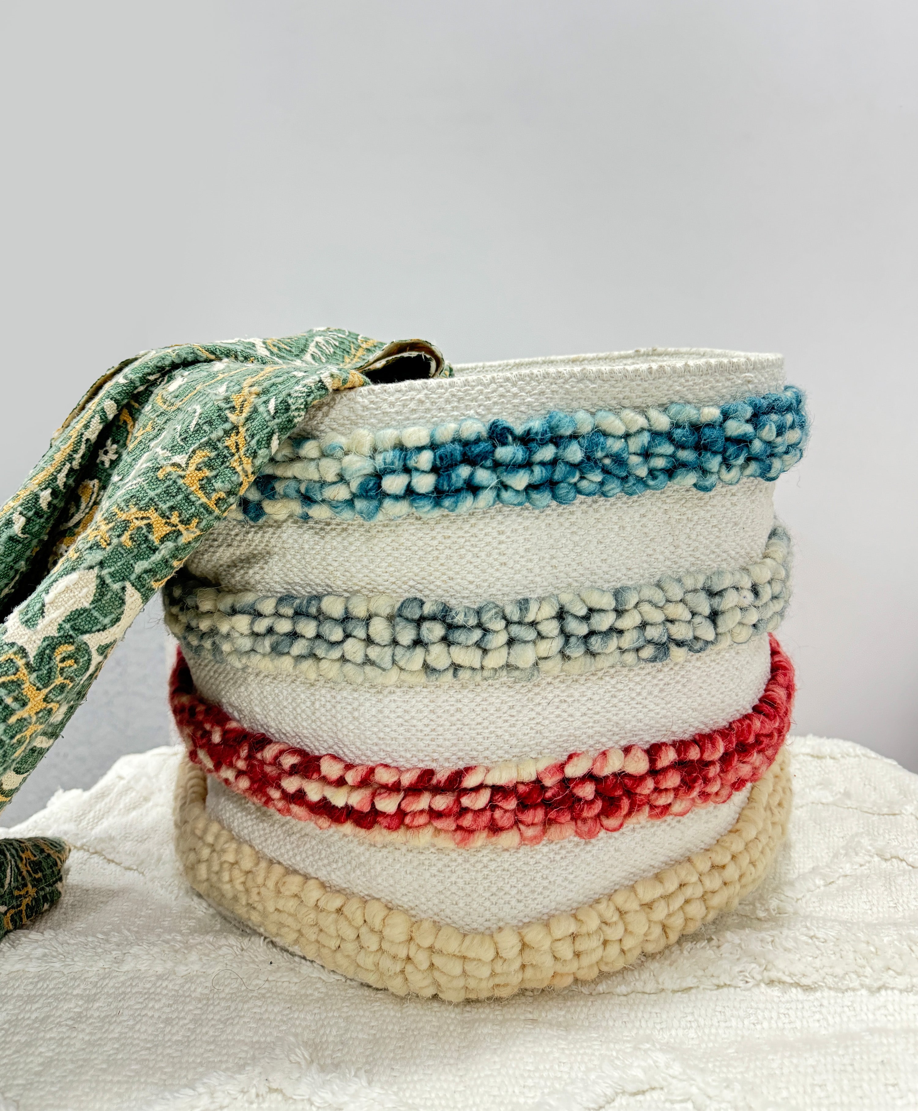 Multicolor Cotton Jute Organizer Basket