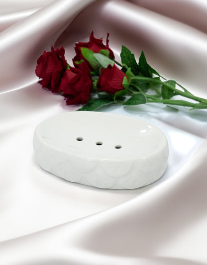 Stylish White Ceramic Soap Dish Tray