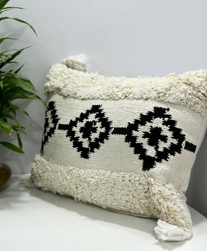 White Decorative Cushion with Cover-Set of 2