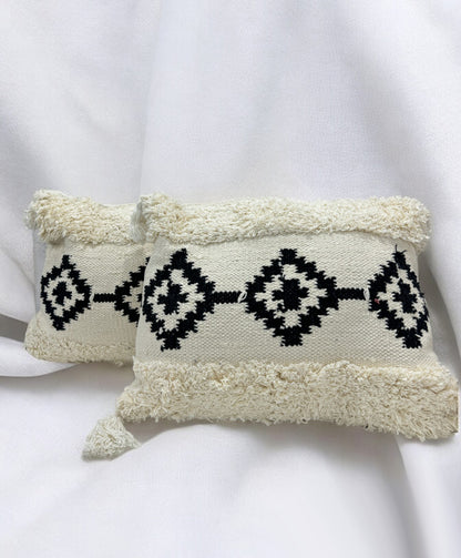 White Decorative Cushion with Cover-Set of 2