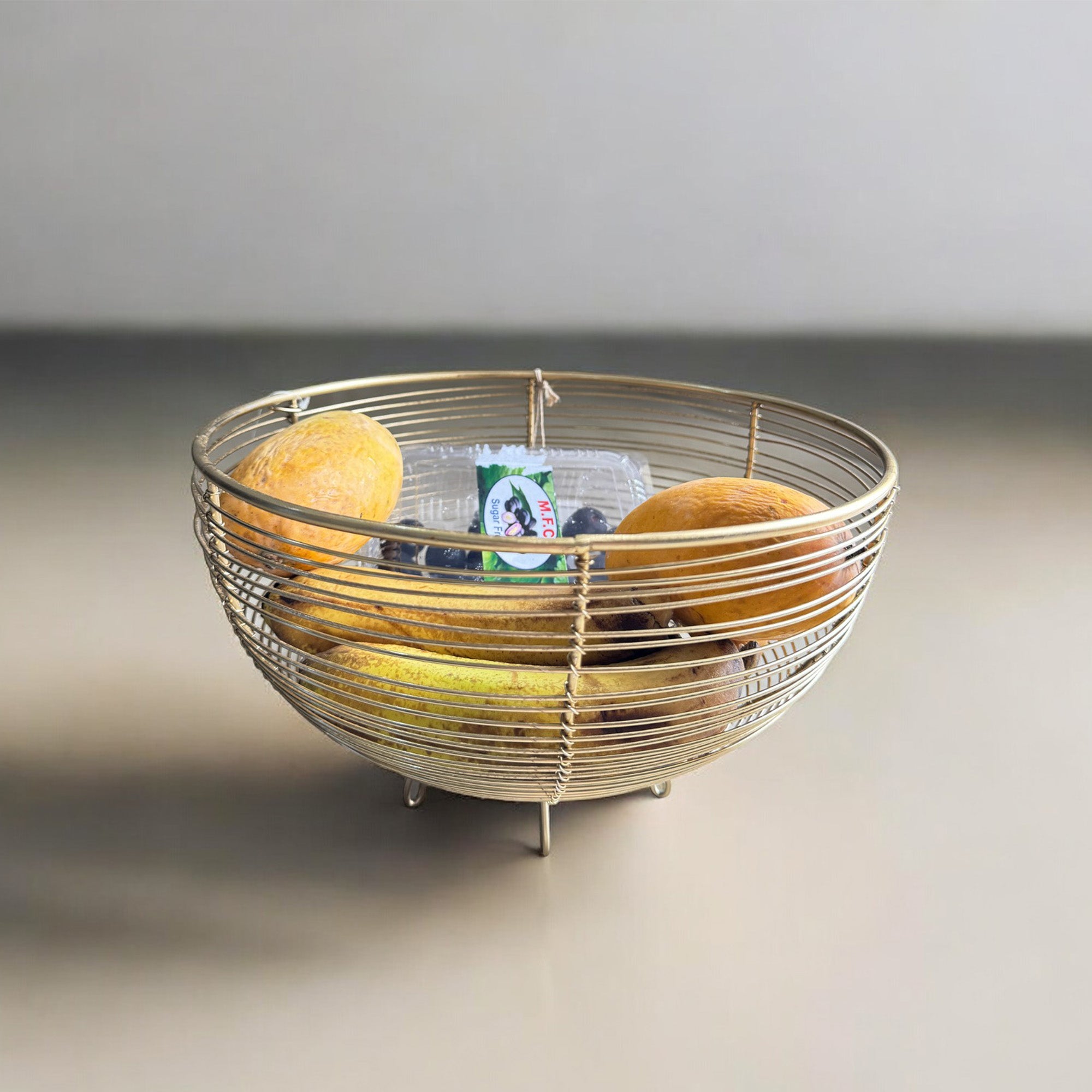 Golden Metal Wire Fruit and Vegetable Basket