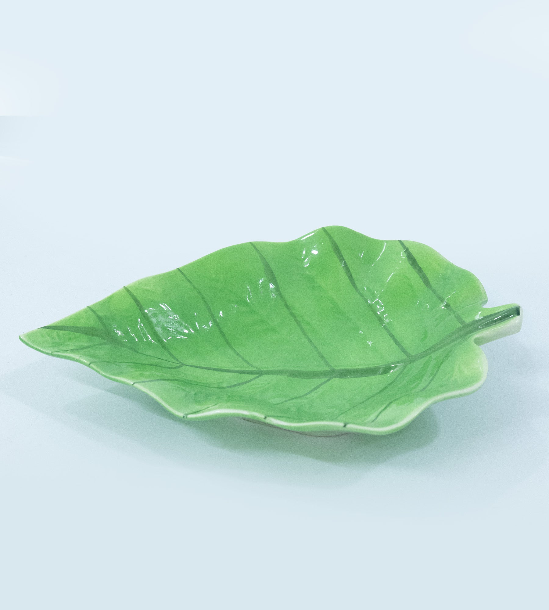 Ceramic Green Leaf Shaped Multipurpose Tray