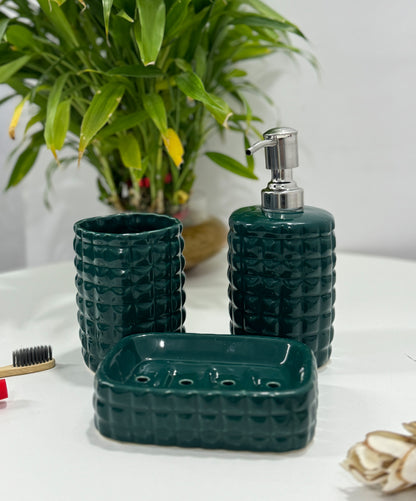 Modern Green Ceramic Bath Set Of 3