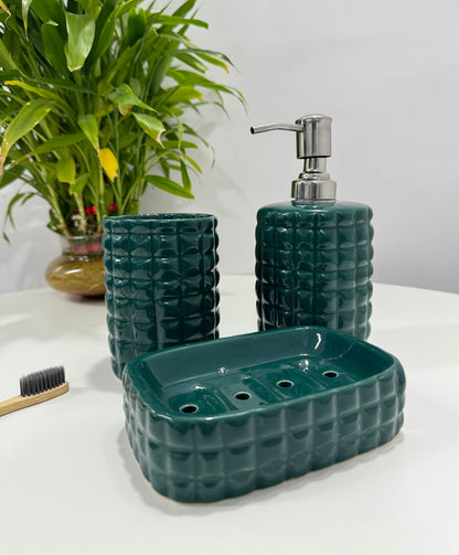 Modern Green Ceramic Bath Set Of 3