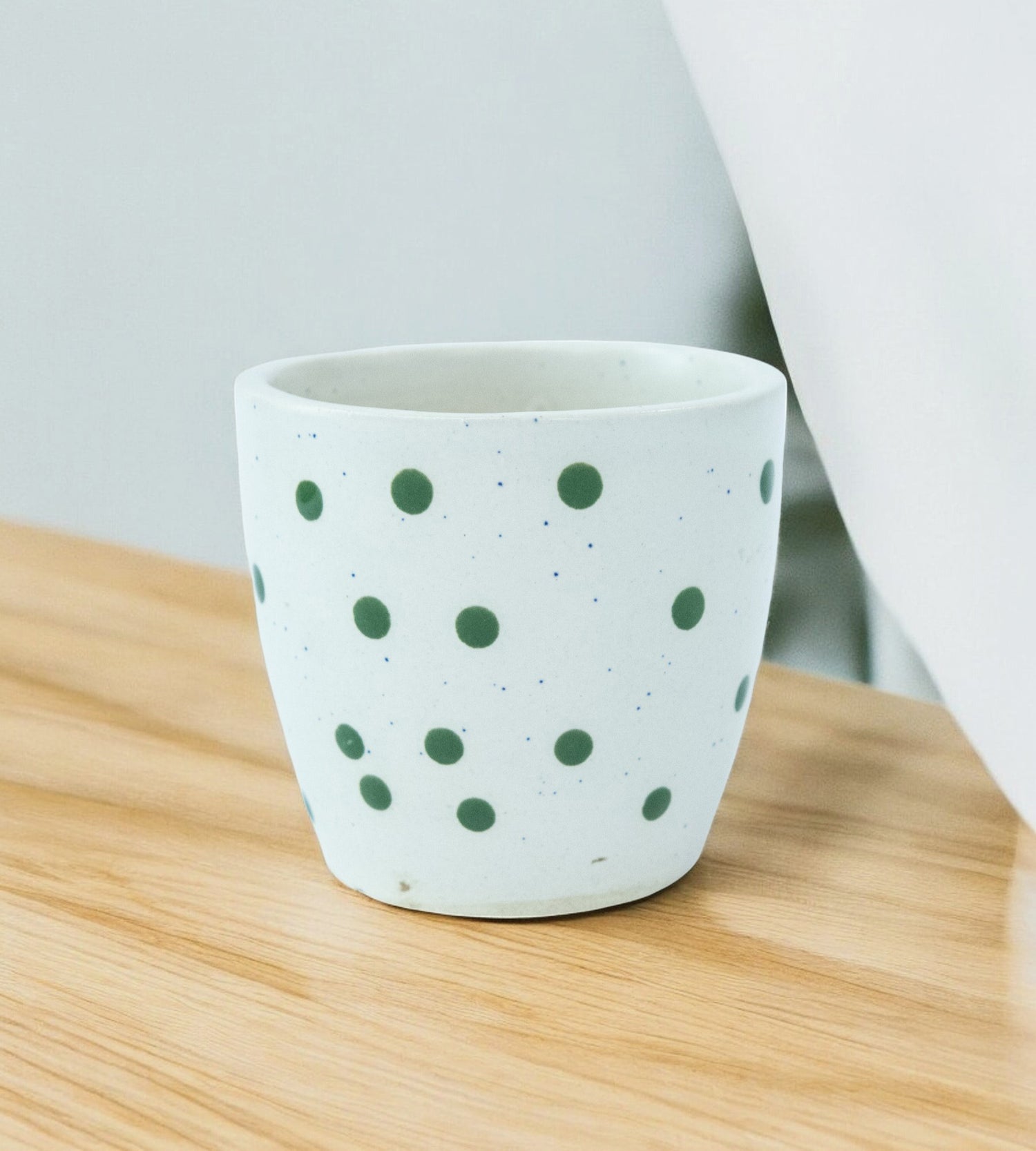 White Green Dotted Ceramic Small Planter