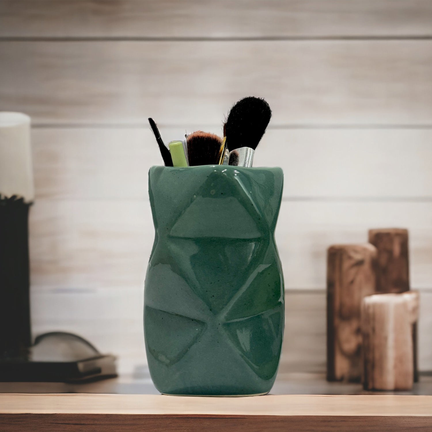 Ceramic Green Multipurpose Toothbrush Holder Stand