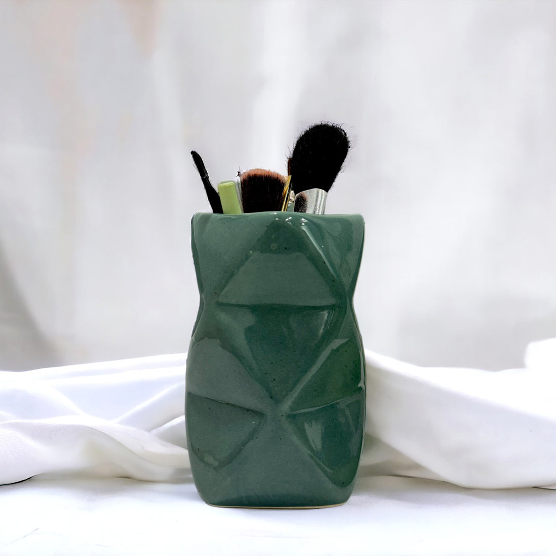 Ceramic Green Multipurpose Toothbrush Holder Stand