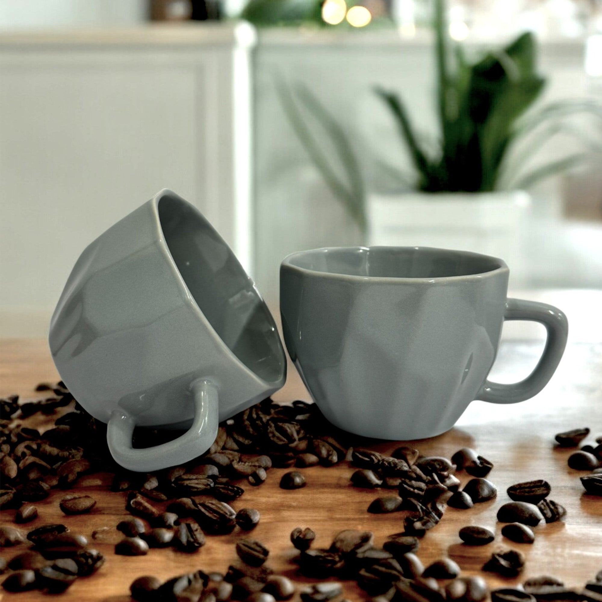 Ceramic Grey Cups - Set of 2