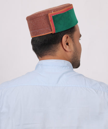 Himachali Traditional Woollen Himachali Cap/Pahadi Topi with Green Patti