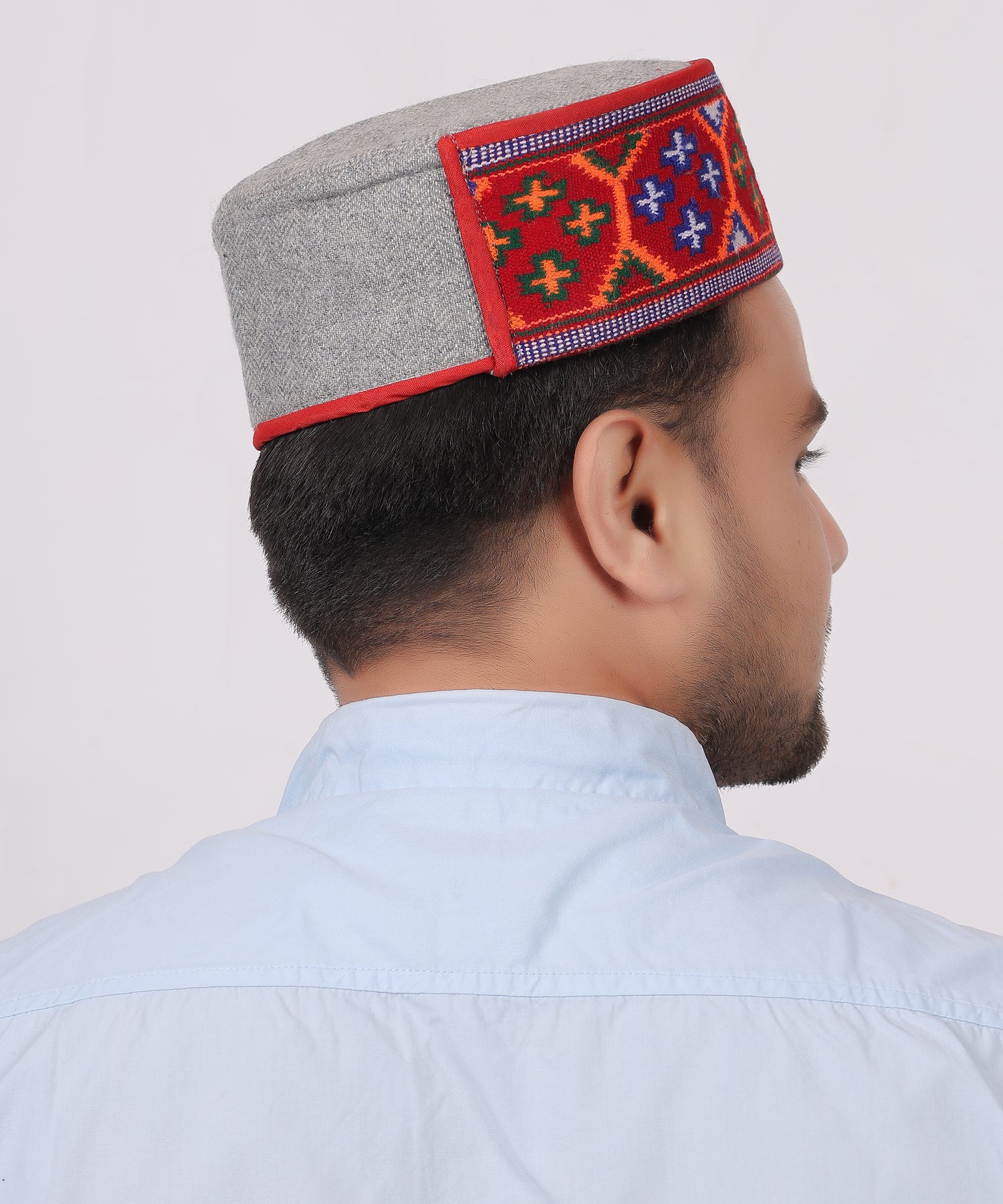 Traditional Himachali Woollen Grey Cap – Authentic Kullu Kinnauri Pahadi Topi