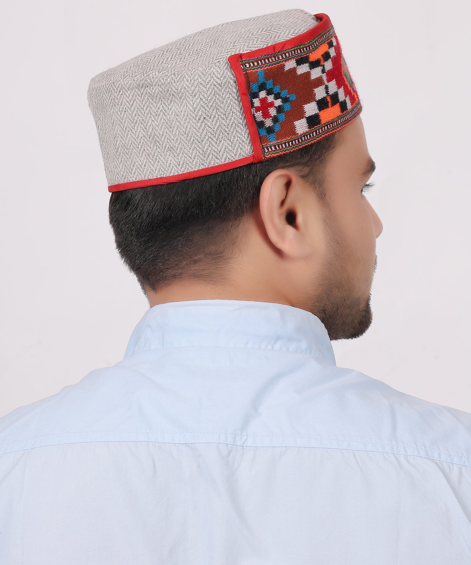 Authentic Himachali Kullu Kinnauri Woollen Cap – Stylish Grey Pahadi Topi