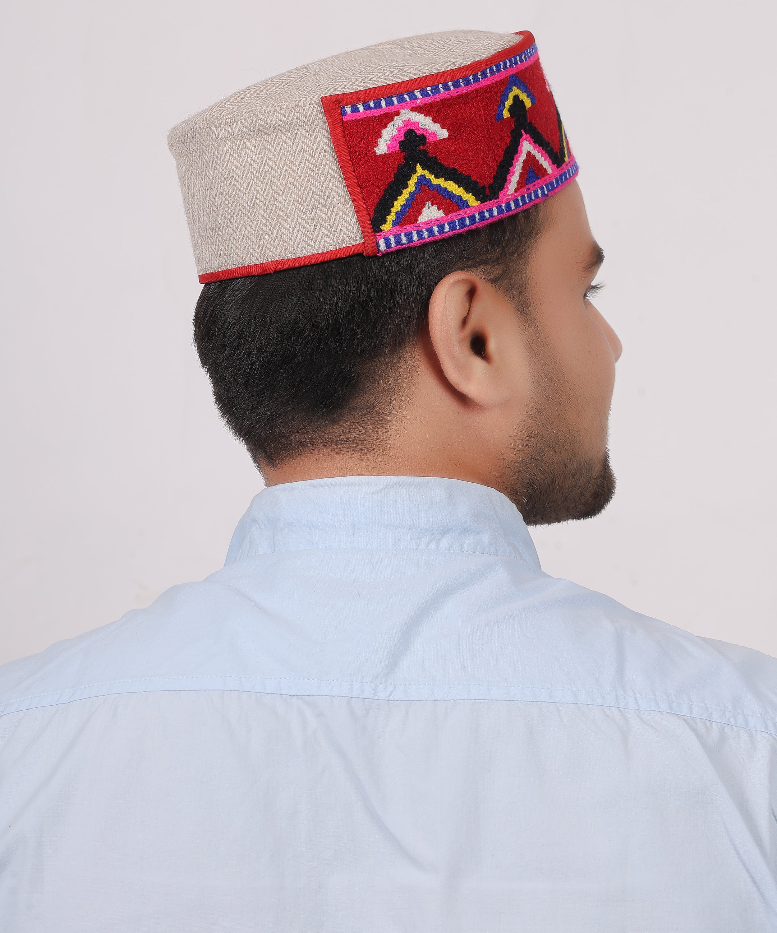 Beige Kullu Kinnauri Woollen Topi – Traditional Himachali Pahadi Cap for Every Season