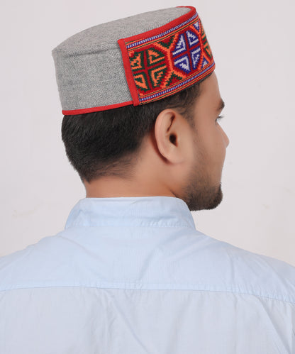 Grey Woollen Pahadi Topi – Authentic Kullu Kinnauri Himachali Cap for Every Occasion