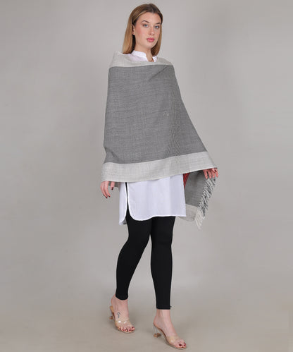 Handcrafted Kullu Pure Woollen Grey Stole – A Traditional Touch of Himachali Craft