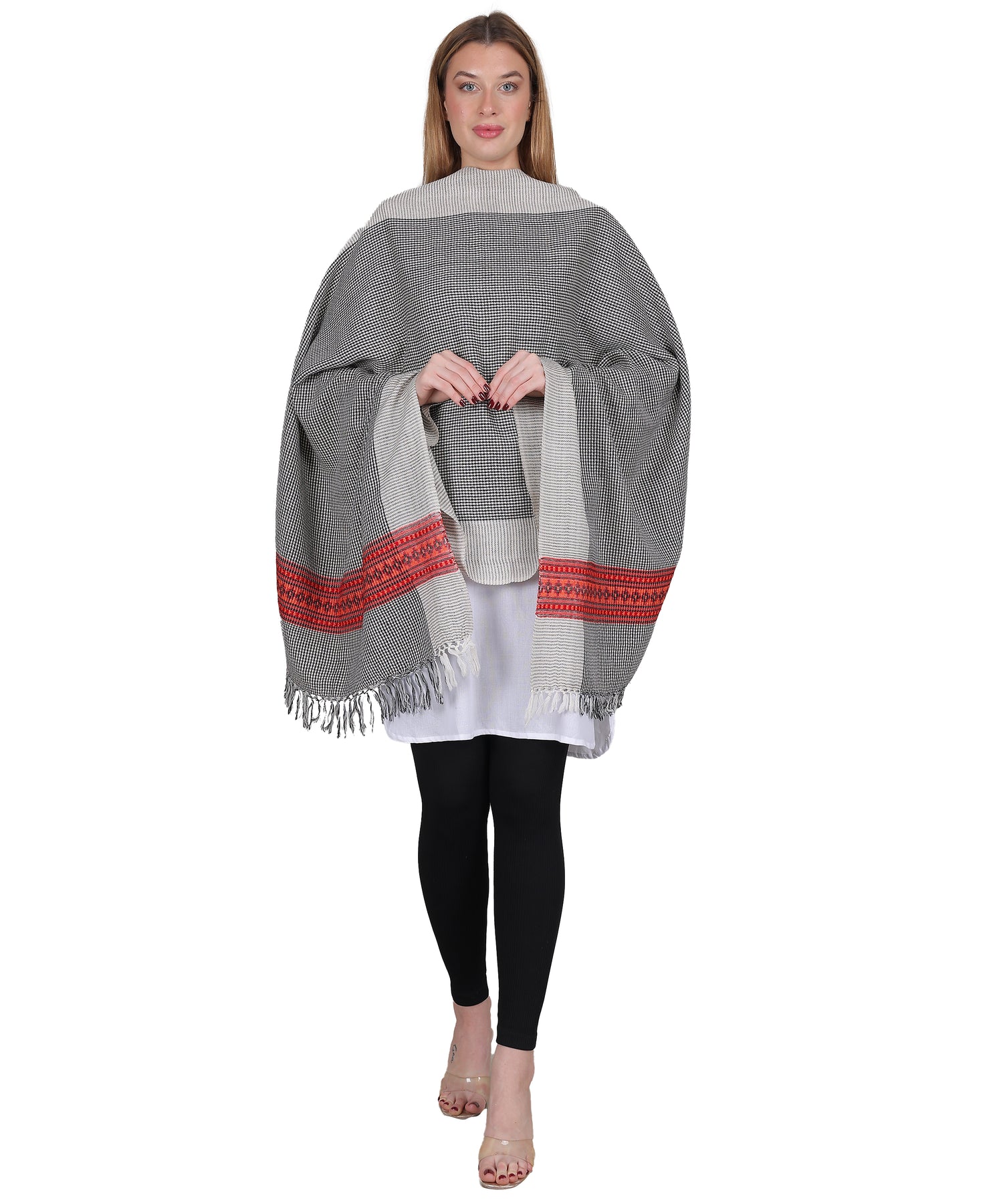 Handcrafted Kullu Pure Woollen Grey Stole – A Traditional Touch of Himachali Craft