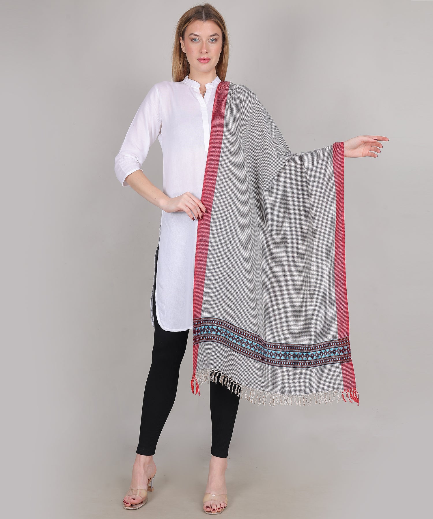 Handcrafted Kullu Pure Woollen Blue Stole – A Traditional Touch of Himachali Craft