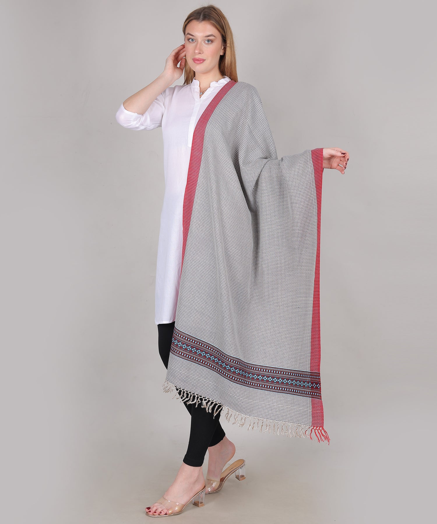 Handcrafted Kullu Pure Woollen Blue Stole – A Traditional Touch of Himachali Craft