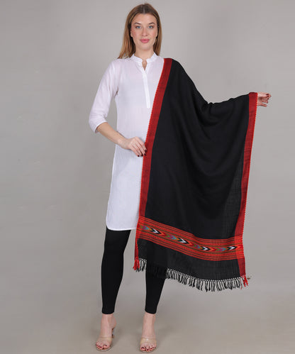 Handcrafted Kullu Pure Woollen Black Stole – A Traditional Touch of Himachali Craft