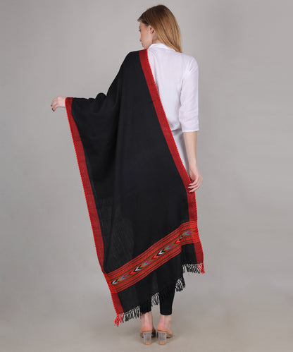 Handcrafted Kullu Pure Woollen Black Stole – A Traditional Touch of Himachali Craft