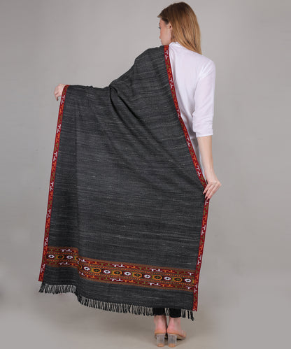 Authentic Traditional Yak Wool Black Shawl – Handwoven Kullu Design