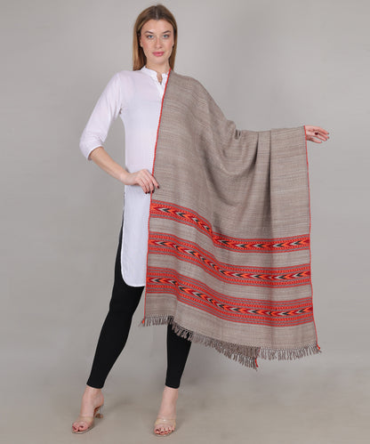 Authentic Traditional Yak Wool Grey Shawl – Handwoven Kullu Design