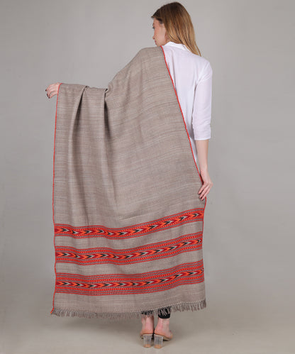 Authentic Traditional Yak Wool Grey Shawl – Handwoven Kullu Design