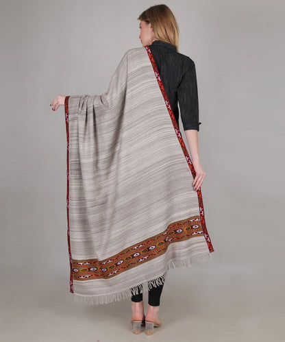 Authentic Traditional Yak Wool Grey Shawl – Handwoven with Kullu Design