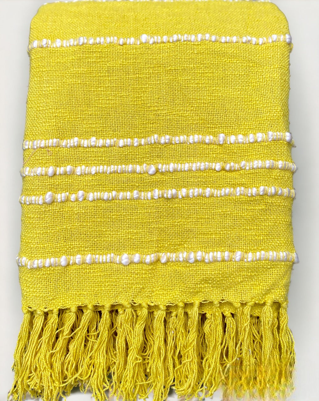 Yellow Soft Cotton Striped Throw