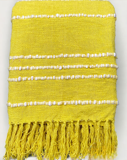 Yellow Soft Cotton Striped Throw