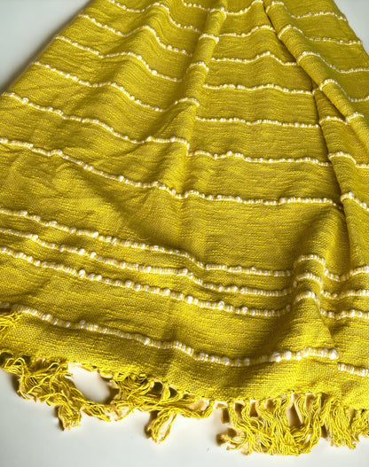 Yellow Soft Cotton Striped Throw