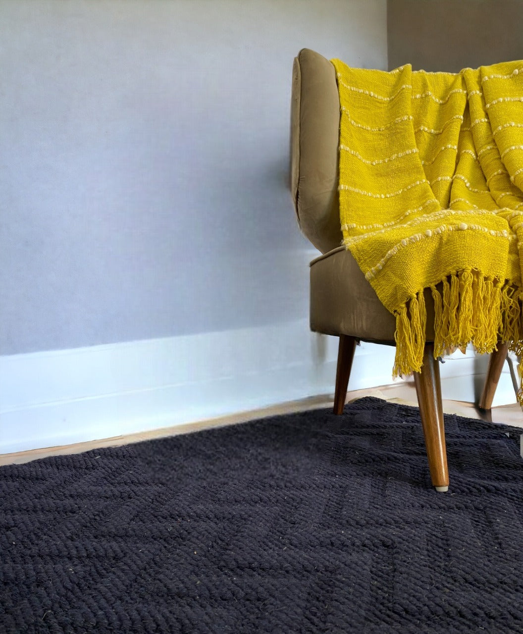 Yellow Soft Cotton Striped Throw