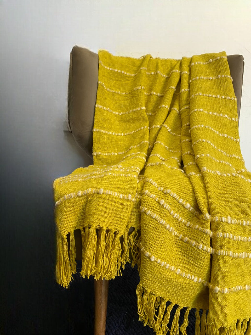 Yellow Soft Cotton Striped Throw