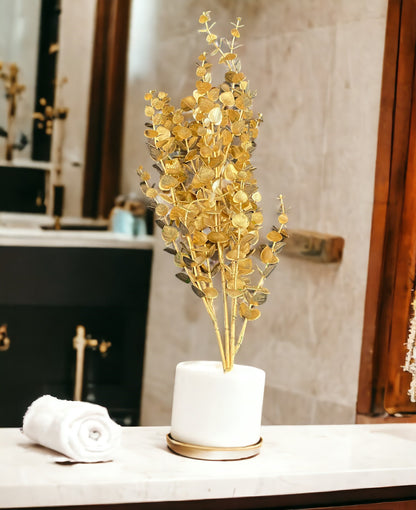 Golden Artificial Eucalyptus Gingko Leaves Faux Flowers