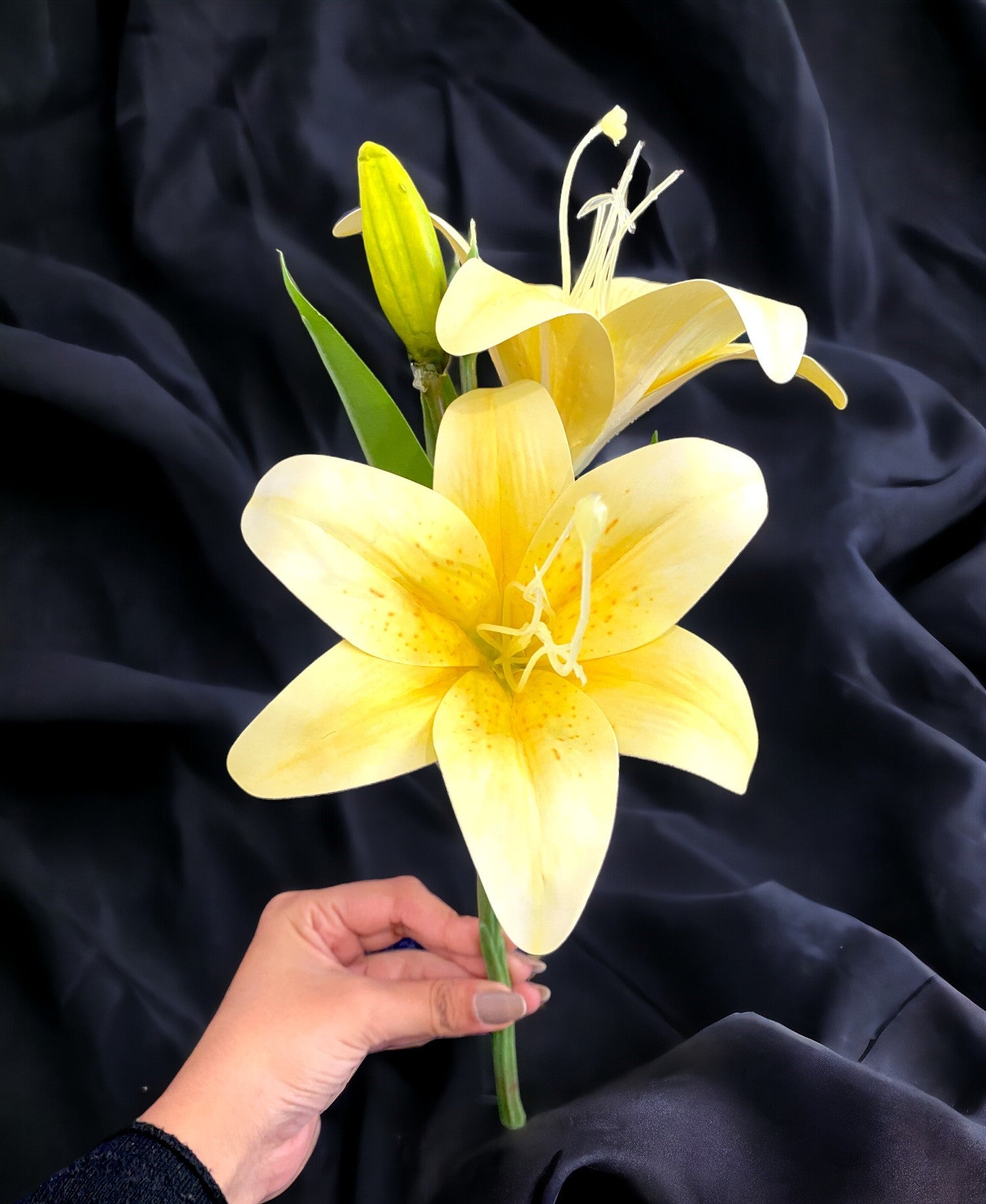 Premium Artificial Yellow Lily Flower