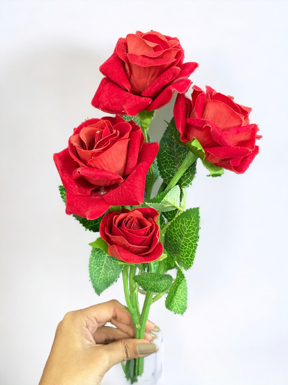 Artificial Red &amp; White Rose Flower Bunches