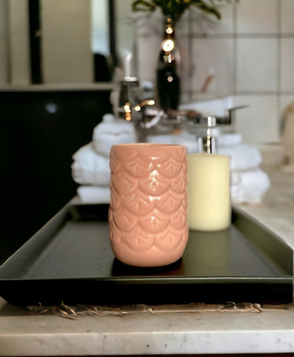 Pink Ceramic Toothbrush Holder Stand