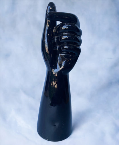 Unique Hand Shape Ceramic Black Vase