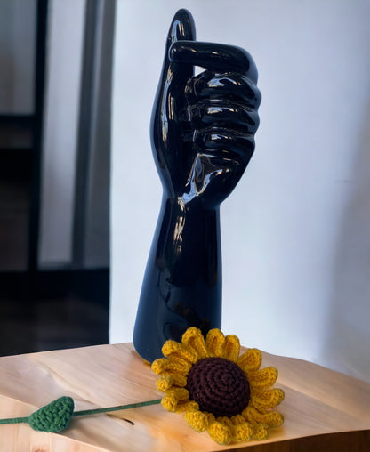 Unique Hand Shape Ceramic Black Vase