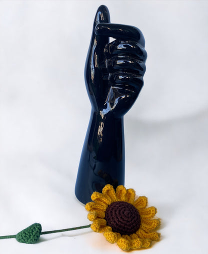 Unique Hand Shape Ceramic Black Vase