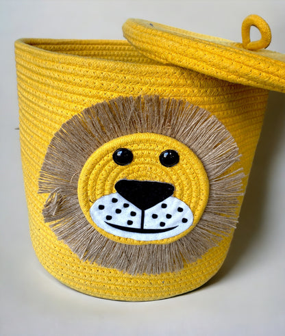 Storage Bin Rope Yellow Basket with Lid