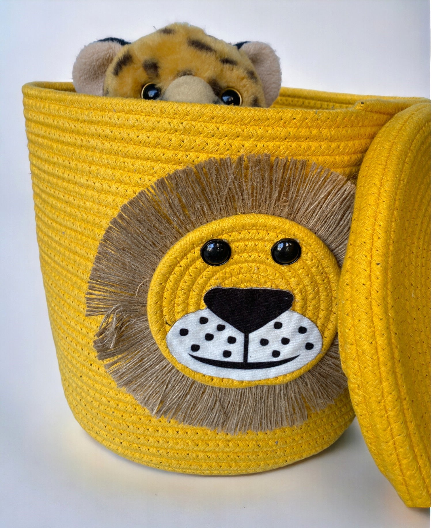 Storage Bin Rope Yellow Basket with Lid