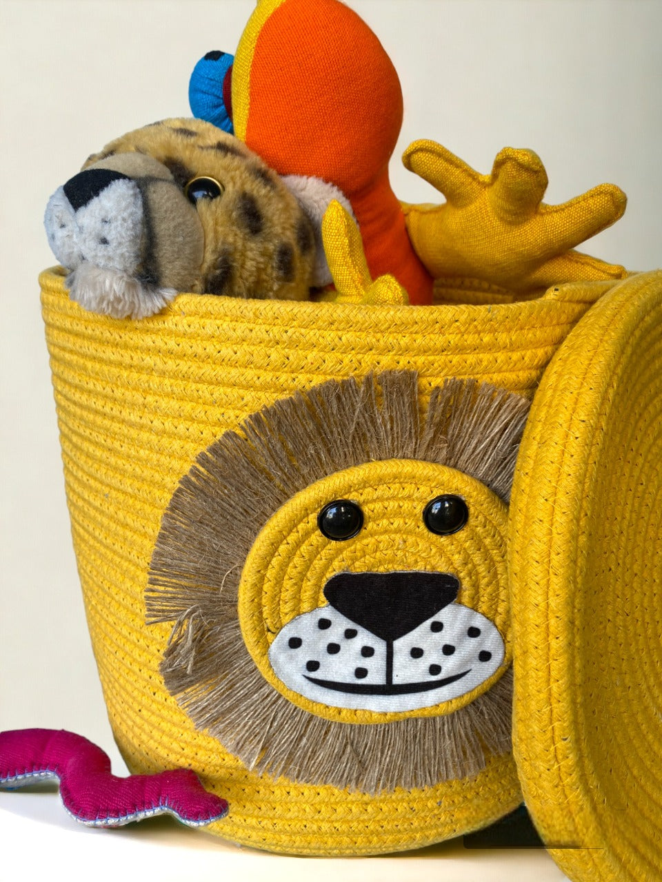 Storage Bin Rope Yellow Basket with Lid