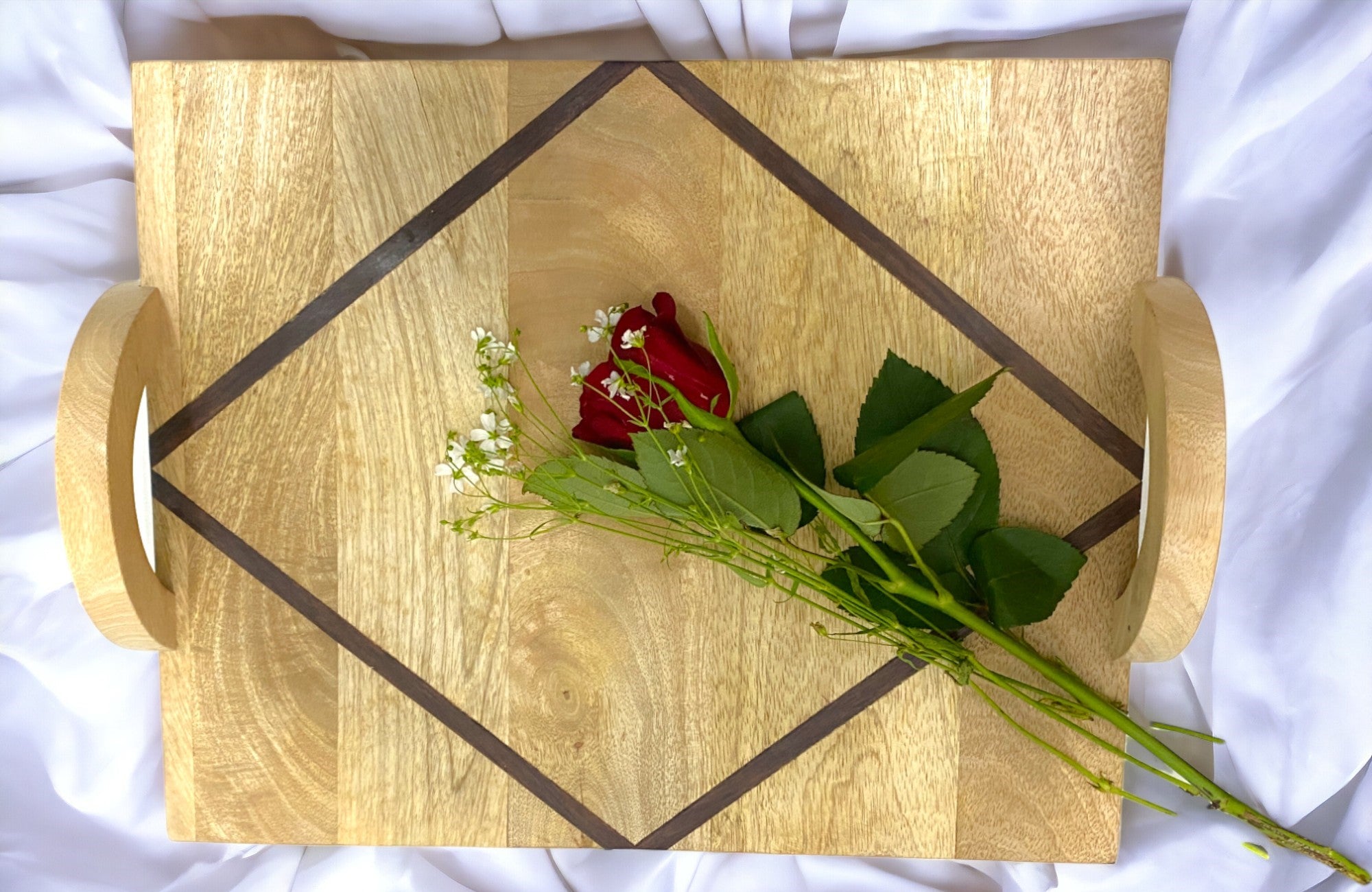 Classic Wooden Serving Tray with Handles