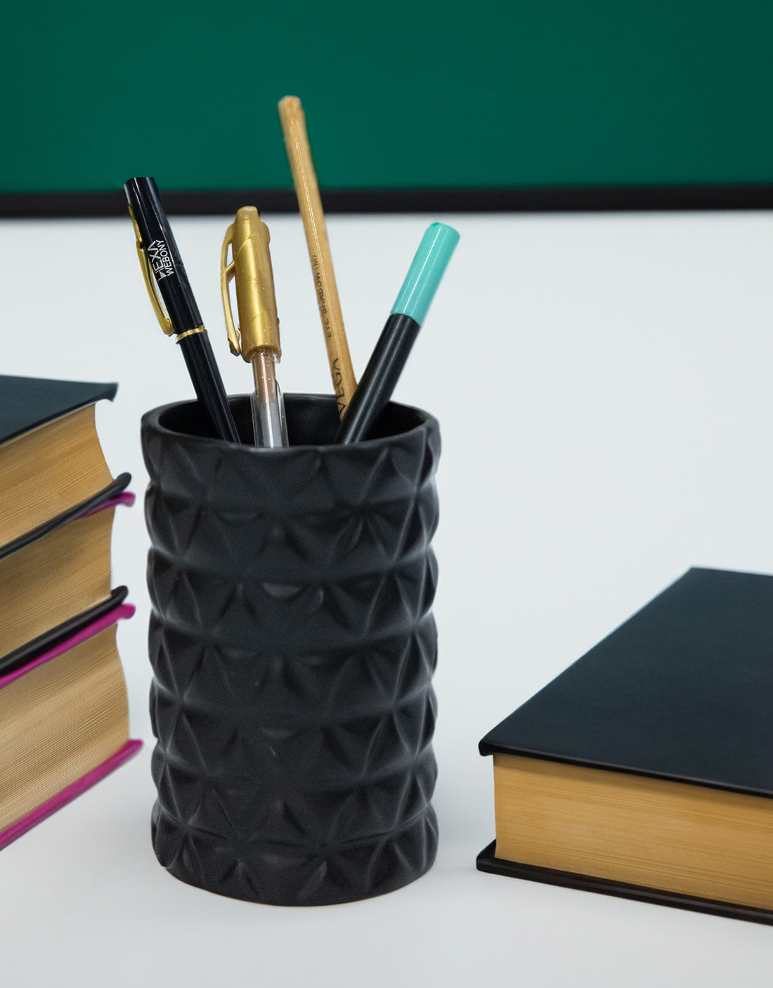 Ceramic Black Textured Multipurpose Brush Holder