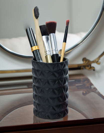 Ceramic Black Textured Multipurpose Brush Holder