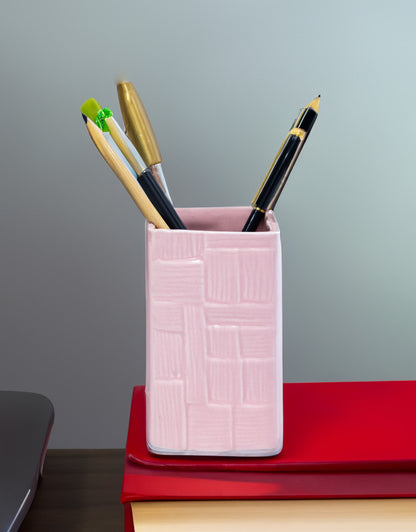 Glossy Pink Ceramic Multipurpose Brush Holder